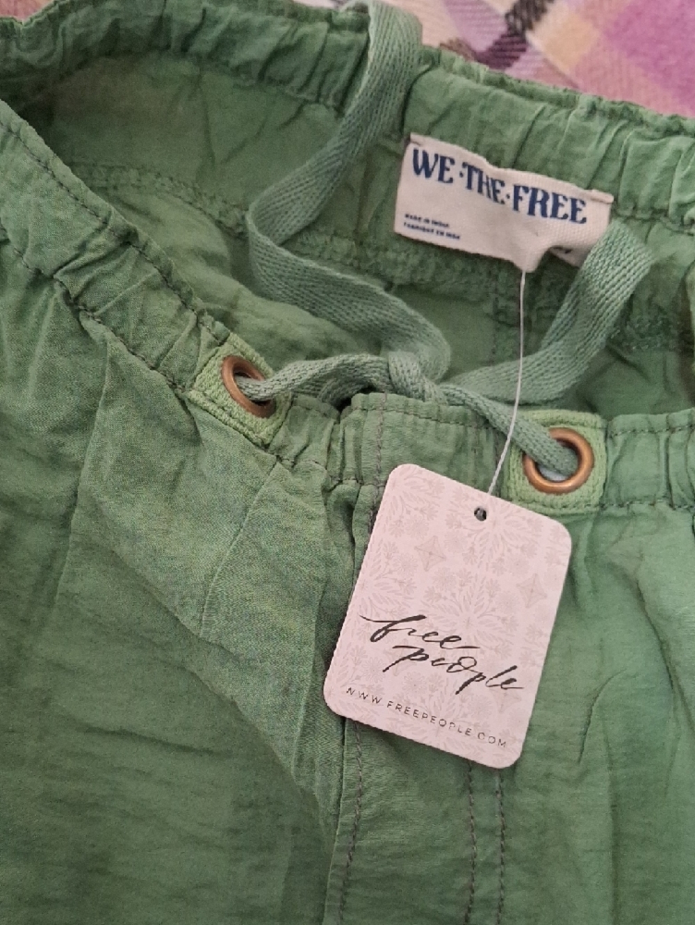 Free People Aspen Green Elastic Waist Shorts - Picture 3 of 13